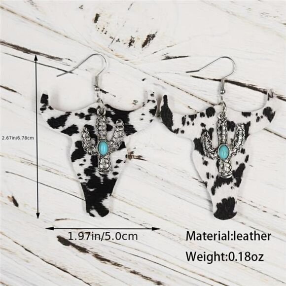 Southwest Cactus Turquoise Inlaid Earrings - Brand New - Picture 4 of 8